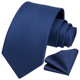 HISDERN Ties for Men Wedding Tie with Pocket Square Set Classic Tie Men's Formal Elegant Business Tie Party, navy blue