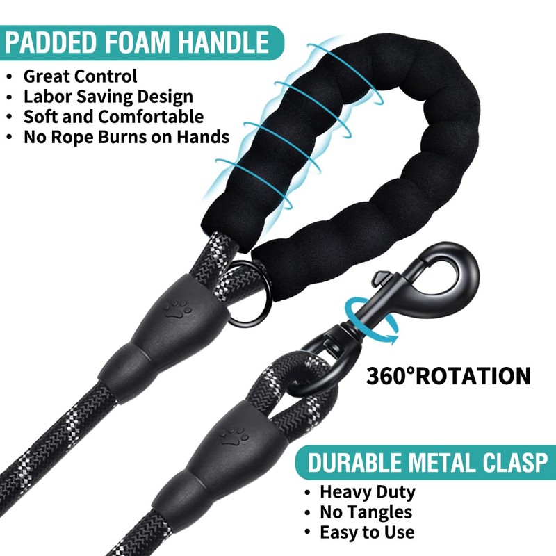 COOYOO Dog Leash 5/6 FT with Comfortable Padded Handle and