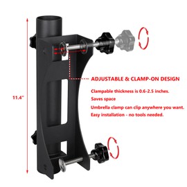 VANROUG Parasol Holder Patio Umbrella Stand Mount Umbrella Stand Bench Buddy Umbrella Holder Fixed Clip Umbrella Clamp for Deck,Chair,Desk,Dock,Beach Courtyard Balcony,Tables,Boats,Tailgates (1)