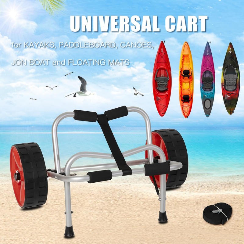 ValenLyra Heavy Duty Kayak Cart with 10-inch Solid Never-Flat Tires