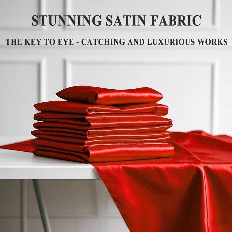 Red Satin Fabric 60 Inch by 5 Yards Solid Silky