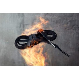 WorkerWalker Flat Safety Shoelaces - Meta Aramid Nomex Flame Resistant with Durable Metal Pink HD Shoelaces Pro - 1 Pair - Black -