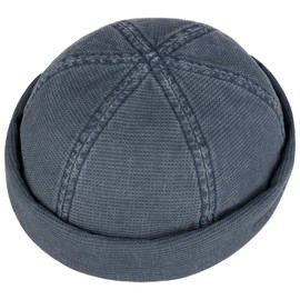 Stetson Plain Cotton Docker Hat – Plain Hat Made of 100% Cotton – Classic Skull Cap – UV Protection 40+ – Men – Spring/Summer, blue