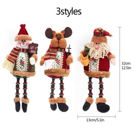 Christmas Plush Toy 3PCS/Set Super Cute Long Leg Sitting Santa Clause Snowman Reindeer Doll Christmas Ornaments Christmas Tree Topper Xmas Ornaments for Christmas Tree Pendant Holiday Party Home Decor