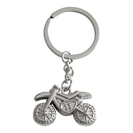 Keychain, key ring motocross silver steel.