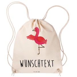 Mr. & Mrs. Panda Personalisierter Sportbeutel Flamingo Yoga - Personalisierte Geschenke, Yogi, Aufregen, Sportrucksack Mit Namen, entspannt,