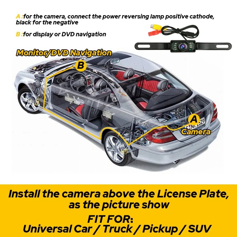 Parking Camera Wide 170° Waterproof Night Vision Car Rear View
