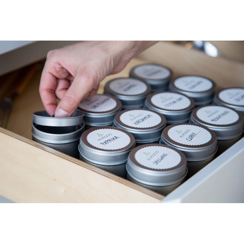Rimoco large spice jars, stackable, with extra aroma lid incl.