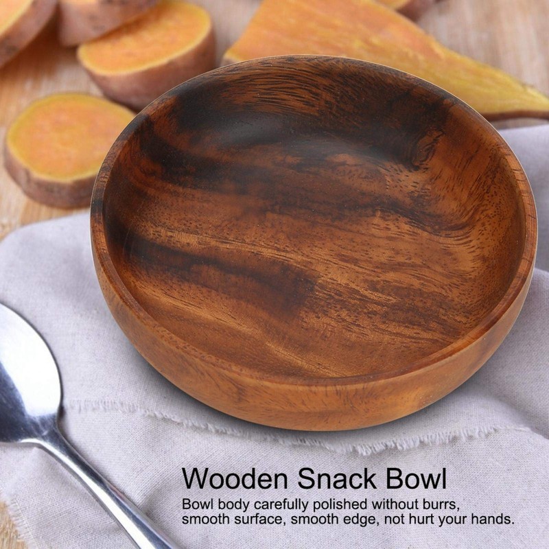 Wooden Snack Bowl, Smooth Surface Wood Serving Bowls for Hotel
