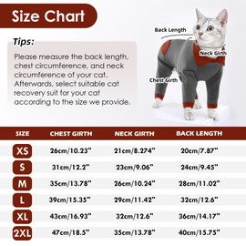 DENTRUN Cat Pullover Soft Brethable Cat Premiun Pajama Onesie Overall Four-Legged Jumpsuit Kitten Apparel Collect Lost Hair Indoor (Darkgray, 2XL)