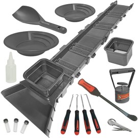 53" Sluice Box Compact Gold Panning Kit | Crevice Tools | Classifiers (Black)