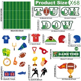 gisgfim 68Pcs Football Bulletin Board Decoration with Background Paper & Banner Football Touch Down Cut-Outs Sport Bulletin Board Decoration for School Classroom Game Day Bulletin Board Party Supplies