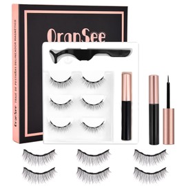 Pestañas Postizas Magneticas, 3 Pares 3D Magnetic Eyelashes Naturales Magnéticas Reutilizables, Delineador Ojos Waterproof, Ven con Pinzas - Sin Necesidad de Pegamento (Natural)