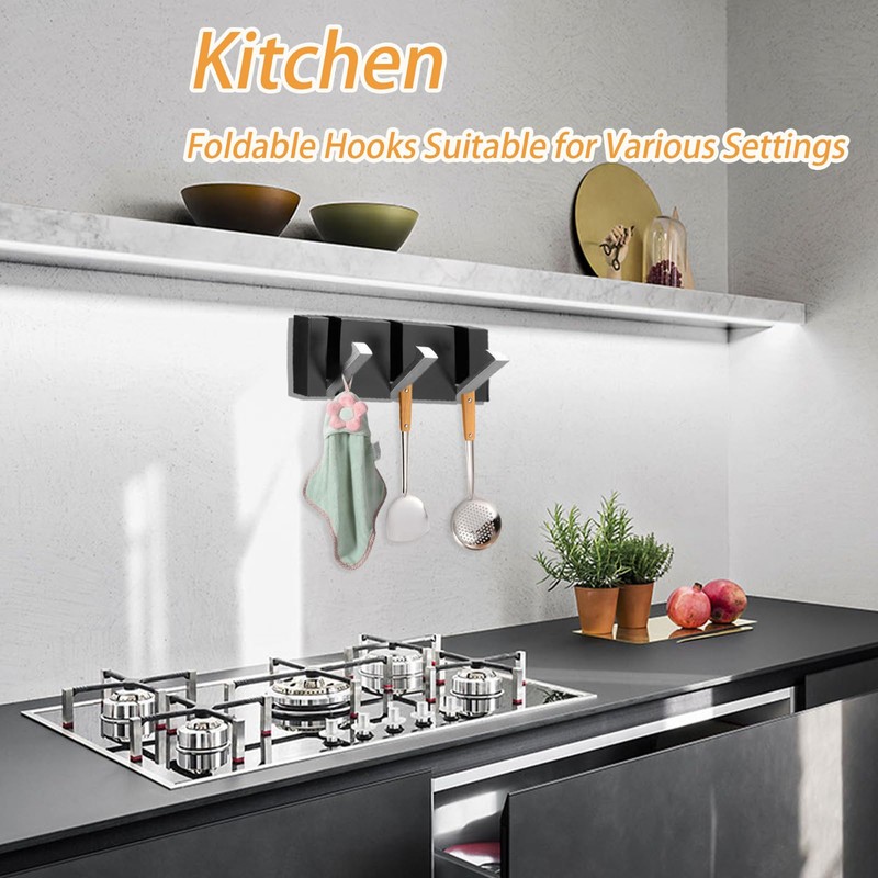 Wall Coat Hooks, 3 Folding Hooks, Stainless Steel, Modern Hook