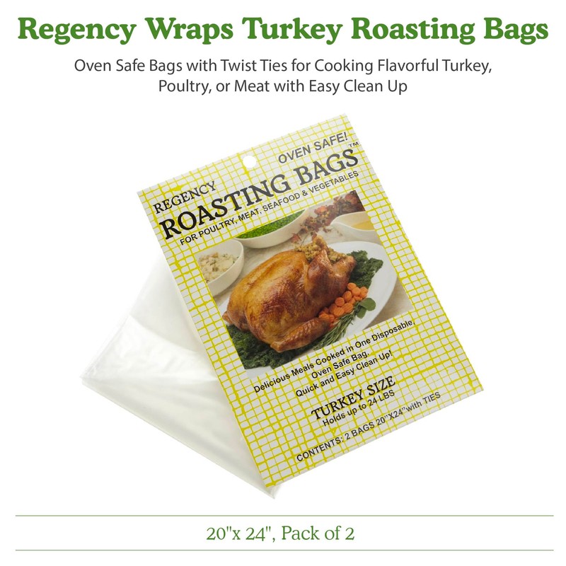 Regency Wraps Turkey Roasting Bags With Twist Ties, Oven Safe