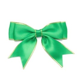 Trucraft 8.5cm Satin Ribbon Double Bows - Christmas Green & Gold - Pack of 5