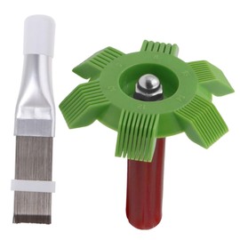 LIFKOME 2pcs Air Conditioner Fin Comb Cleaning Tool Stainless Steel and Condenser Brush for Efficient Cooling System Maintenance Random Colors