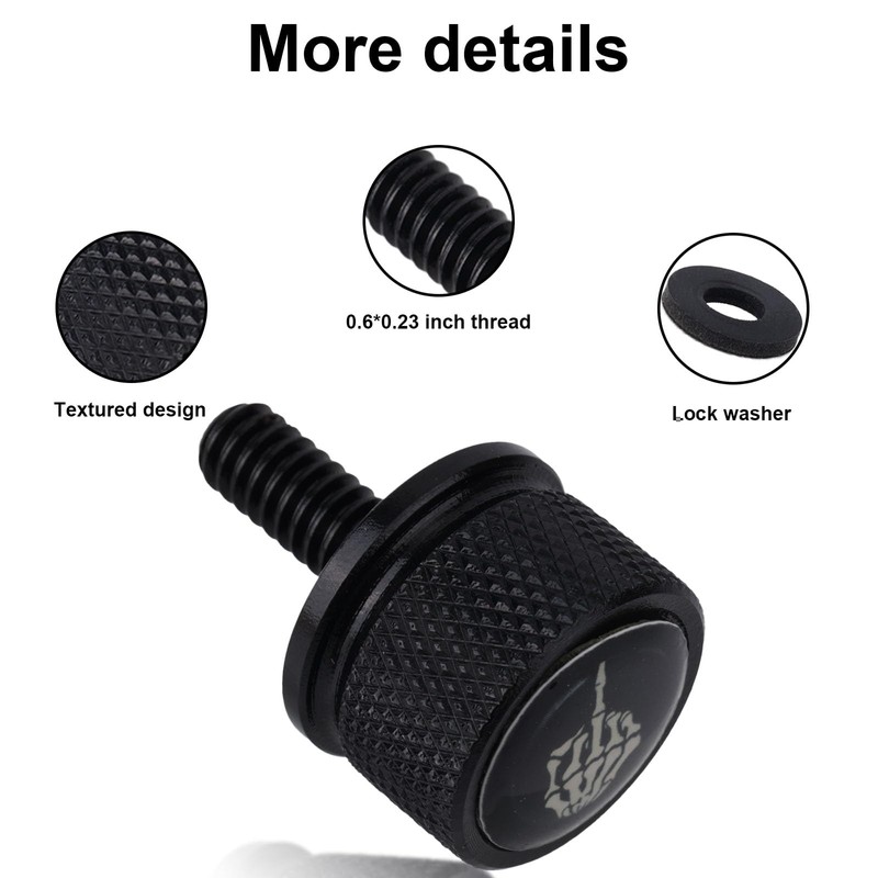 Motorcycle Rear Fender Seat Bolt, Gesture Style 1/4"-20 Thread Knurled