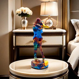 SHTWX 10.5 Inch Couple Sweethearts Lover Hug Kissing Statue Figurine Sculpture Resin Collectible Gifts for Office Home Decor Desk Accessories Decoration Figurines (Multicolor)