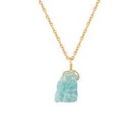 Raw Crystal Necklace, Aquamarine Rough Stone Necklace, Dainty Stone Pendant, Healing Crystals Healing Stone Pendant for Beauty Gemstone Size 15-20 mm Approx (Gold-Plating)