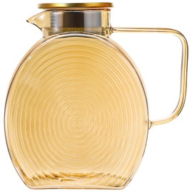 Suwimut Glass Pitcher with Lid and Spout, 2.5 Liter 84 oz Jug Water Pitcher with Handle for Fridge, High Borosilicate Large Glass Carafe Jug for Hot/Cold Water Iced Tea Juice Coffee Milk Beverage