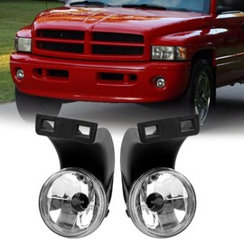 G-PLUS Fog Lights Compatible with 1994-2001 Dodge Ram 1500/94-02 Ram 2500 3500 Pick Up Truck 896 12V 37.5W Halogen Lamp (Clear Lens w/Bulbs)