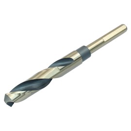 Bivethoi Reduced Shank Twist Drill Bits 15.5mm Black Nitride & Gold Titanium Coated High Speed Steel 4341 with 10mm Shank for Drilling Steel Plate
