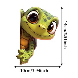 2-Pack 3.94"x5.51" Adorable Tiny Turtle Car Sticker, Fun Waterproof Sticker for Cars, Trucks, Motorcycles, Walls, Windows, PVC Material |#DK660