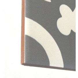 Flora Encaustic Soft Gray White 8x8 Satin Glaze Ceramic Tile (PER Piece)
