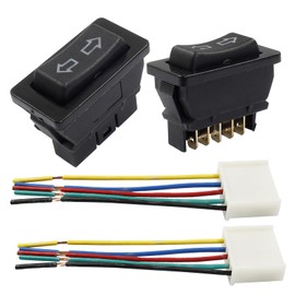 Coufce 2Pcs 5 Pin Car Window Switch, 12V 20A Double Arrow Pattern Control Power Window Lift, Automobile Car Power Window Master Switch with Wiring(Red Light)