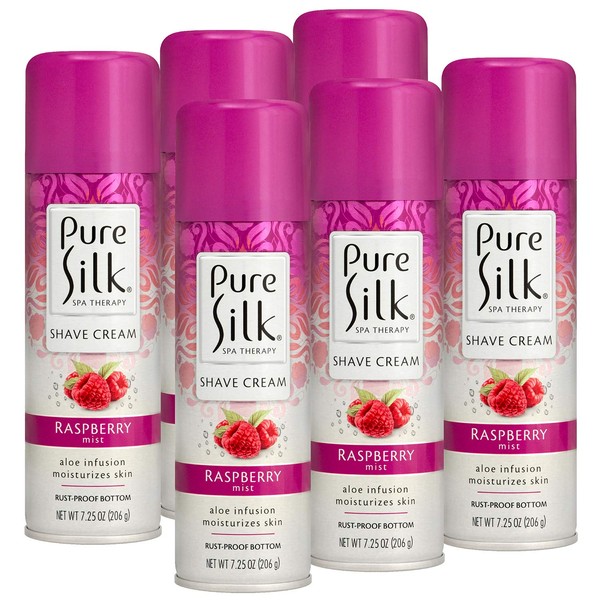 Pure Silk Raspberry Mist Spa Therapy Shave Cream for Women, 7.25 Oz, Pack of 6