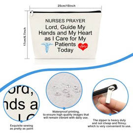 Nurse Prayer Gifts Makeup Bag Nursing Student Graduation Inspirational Gift for New Registered Nurse RN Christmas Birthday Present Nurses' Week Cosmetic Bag Travel Zipper Toiletries Pouch
