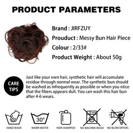 JIRFZUY Messy Bun Hair Scrunchie with Tendrils Tousled Updo Synthetic Hair Extension Wavy Ponytail Hairpiece Curly Women's Hair Piece (2/33#)