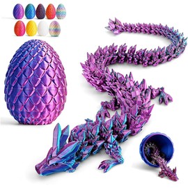 3D Printed Articulated Dragon Egg with Dragon Inside Fidget Toys for Executive Home Office Decor(Laser Purple)
