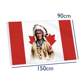 Canada Indigenous Induna Flag,3x5 FT Native American First Nations Leader Canadian Indian Flag,36x60 Inch Large Digitial Double-Printed Durable 150D Thick Polyester Decorations with 2 Brass Grommet