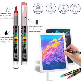 Acrylic Paint Pens 12 Colors Acrylic Art Permanent Markers for Rock Canvas Wood Glass Fabric Painting Coloring Pen