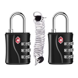 ZHEGE TSA Approved Luggage Locks 2 Pack, 3 Digit Combination Lock with Flexible Cable (80cm) for Travel, School, Backpack, Suitcases, Gym Locker