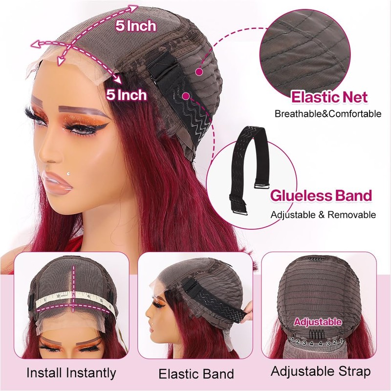 Ailwelia Ombre 99j Burgundy Bob Wig Human Hair For Black