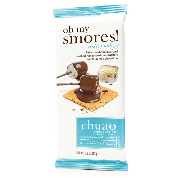 Chuao Chocolatier Oh My S'mores Milk Chocolate Bars | Gourmet Chocolate Artisan European No Preservatives | For Gift Baskets, Christmas, Valentines Day, Gifts for Women, Men, | 10 Pack