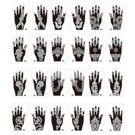 BRITIVIVE Henna Stencils 24 Sheets Henna Tattoo Stencils Set Henna Tattoo Hands Indian Arabic Tattoo Stencil Sticker for Women Girls Teens