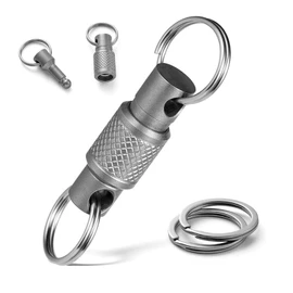 TIMULTI Titanium Keychain, Detachable Quick Release Carabiner, Key Chain, Includes 2 Split Rings, Small, Lightweight (New Arrival), New arrival