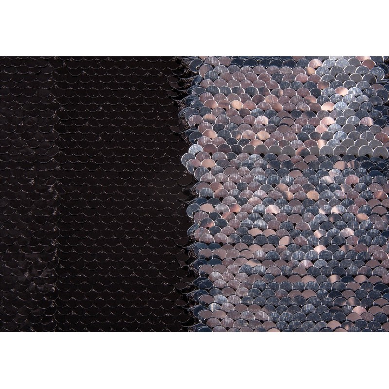 Rayher 53952576 Reversible sequin fabric, black/silver