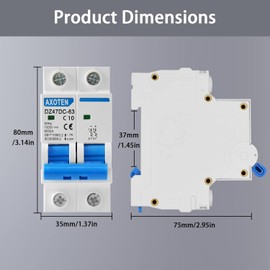 CHENGPI DC Isolator Switch, 2P DC Miniature Circuit Breaker DC1000V 10A, Photovoltaic Circuit Breaker for PV System, PV Isolator Switch Can Be Mounted on 35 mm DIN Rail Mounting