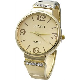 Blekon Collections Women's 36mm Round Case Plain Classic Cuff Bangle Watch