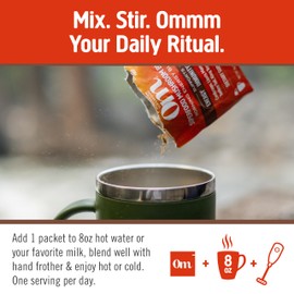 OM MUSHROOM SUPERFOOD Morning Energy Blend – Coffee-Free Mushroom Drink Mix with Cordyceps, Lion’s Mane, Rhodiola & Vitamin D2 – Natural Energy, Focus & Endurance Support – Single Serve (10 Count)