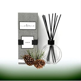 Altoona Reed Diffuser Glass Bottle 5oz of Scented Essential Oil Black and White Comes in Gift Box Alpine Fir