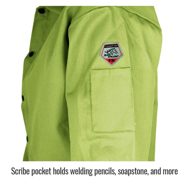 9 oz. Flame-Resistant Cotton Coat - 30" Lime Green, Size