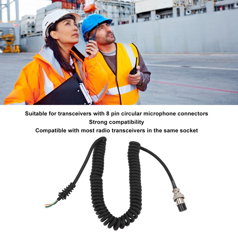 8Pin Speaker Mic Cable Radio Hand Microphone Coiled Cord Replacement