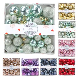 GANGLIAN 44 Pcs Christmas Ball Ornaments Light Green Christmas Ornaments Set for Christmas Tree Decorations Shatterproof Christmas Decorations Ornaments Bulk Balls (10pcs 2”, 14pcs 1.57”, 20pcs 1.18”)