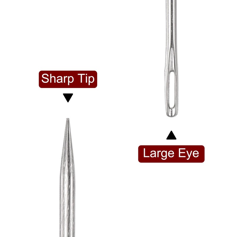 HARFINGTON 3 Inch Upholstery Needles Large Eye Stitching Needles Stainless